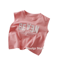 Childrens vest outer wear summer cotton versatile top Korean style boys and girls sleeveless T-shirt medium and large children thin