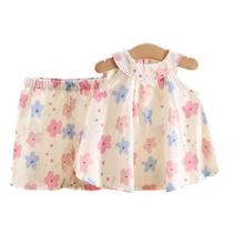Summer new style girls suspender skirt suit baby girl fashionable versatile skirt shorts two-piece set girl vest skirt