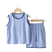 Childrens vest suit thin modal home boys sleeveless air-conditioned clothing baby ice silk pajamas shorts baby