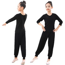 Childrens dance clothing suit girls spring and autumn long-sleeved tops dance clothing girls split practice clothing Chinese dance clothing