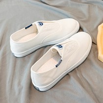 Low top solid color canvas shoes 2024 summer new style slip-on casual versatile white shoes womens shoes spring and autumn
