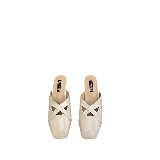 包头拖女夏季外穿2025新款办公室一脚蹬懒人鞋时尚交叉带镂空凉拖