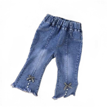 Girls jeans spring and autumn new style 2024 baby girl Korean style bell pants fashion stretchy little girl Korean style pants