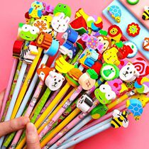 Cute Cartoon Log Pencil Internet Celebrity Creative Super Cute Girly Heart Kindergarten First Grade Children with Eraser Head