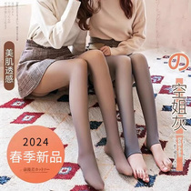 Black translucent pantyhose spring and autumn bare legs artifact black fake translucent stockings for women autumn and winter plus velvet thickened black stockings