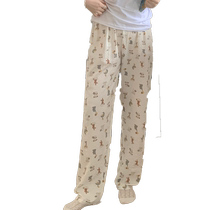 Pajama pants for women summer cute 2024 thin foam cotton loose cartoon walking pants can be worn outside home pajamas
