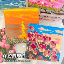 Ensemble de peinture à lhuile numérique peinte à la main pour enfants peinture de paysage peinte à la main décoration de salon cadeau dart tulipe