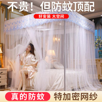 Mosquito net new 2024 three-door encrypted floor-to-ceiling bedroom thick bracket palace single and double bed home princess style