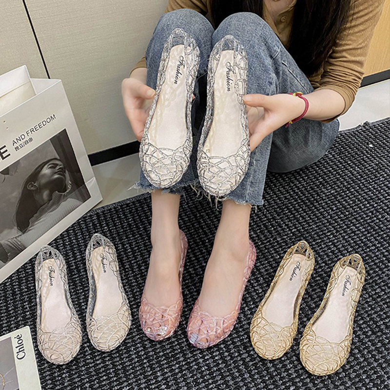 Crystal Plastic Sandals for Women, Summer 2026 New Style, Open-Toe Hollow Design, Mom Shoes, Non-Slip Soft Sole Jelly Shoes Crystal Plastic Sandals for Women, Summer 2026 New Style, Open-Toe Hollow Design, Mom Shoes, Non-Slip Soft Sole Jelly Shoes