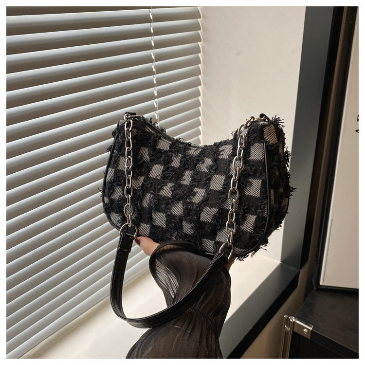 Сумка на одно плечо, сумка подмышку, сумка через плечо, джинсовая универсальная цепь, небольшая небольшая сумка Jifanpaul/Ji Fan Paul 