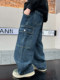 Boys' Wide-Leg Jeans 2026 New Spring and Autumn Straight-Leg Cargo Pants for Older Children, Cool and Stylish Loose Pants for Autumn