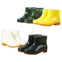 Labor protection rain boots mens non-slip waterproof short rain boots construction site wear-resistant Oxford water shoes kitchen chef thickened rubber shoes