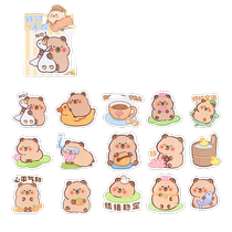 Cartoon cute capibala handbook sticker creative capybara sticker mobile phone case water cup childrens decorative small pattern