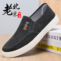 Mens sneakers middle-aged and elderly slip-on casual shoes low-cut single shoes breathable old Beijing cloth shoes tendon sole dad shoes