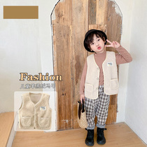 Boys autumn clothing new vest polar fleece childrens plus velvet autumn and winter vest girls thickened vest baby childrens vest