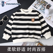 Childrens sweatshirts new boys and girls striped long-sleeved tops baby spring and autumn clothes round-neck loose tops