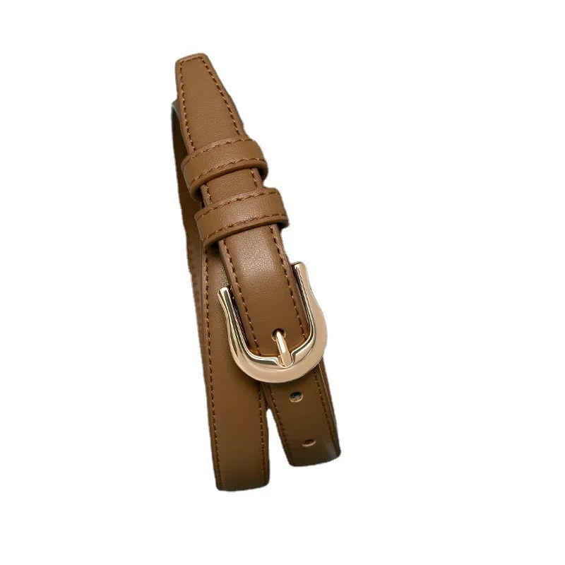 Belt, design universal fashionable brown jeans, trend of season, simple and elegant design