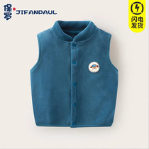 Double-layer velvet thickened baby autumn and winter Ollie velvet vest cardigan childrens outer wear autumn and winter vest