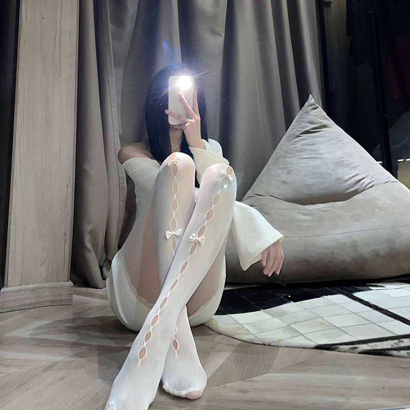 Pure Desire Bowknot White Stockings for Women Lolita Jk Milky White Lace Hollow-Out Stockings Sexy Black Pantyhose Pure Desire Bowknot White Stockings for Women Lolita Jk Milky White Lace Hollow-Out Stockings Sexy Black Pantyhose