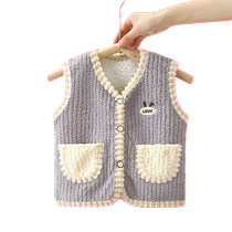 Childrens vest boys warm girls vest plus velvet boys autumn and winter 2024 new baby vest outer wear