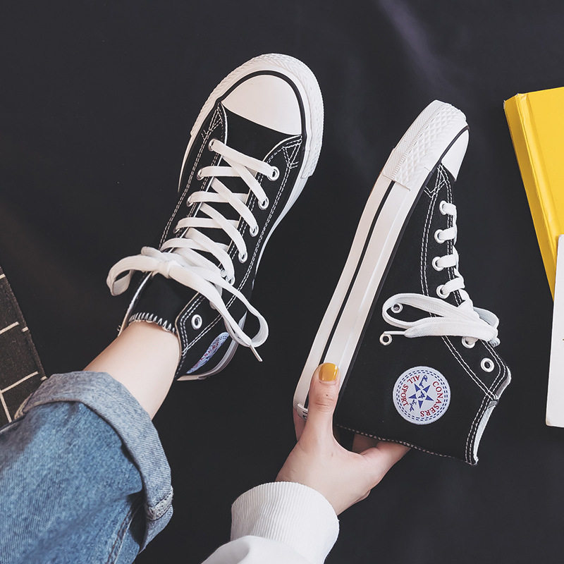 High-Top Canvas Shoes for Female Students 2026 New Spring Ulzzang White Shoes Ins Trendy Casual Versatile Sneakers