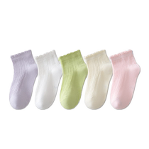 Chaussettes de printemps et dété pour filles chaussettes de princesse en dentelle de couleur unie maille fine section fine lolita douce mi-mollet