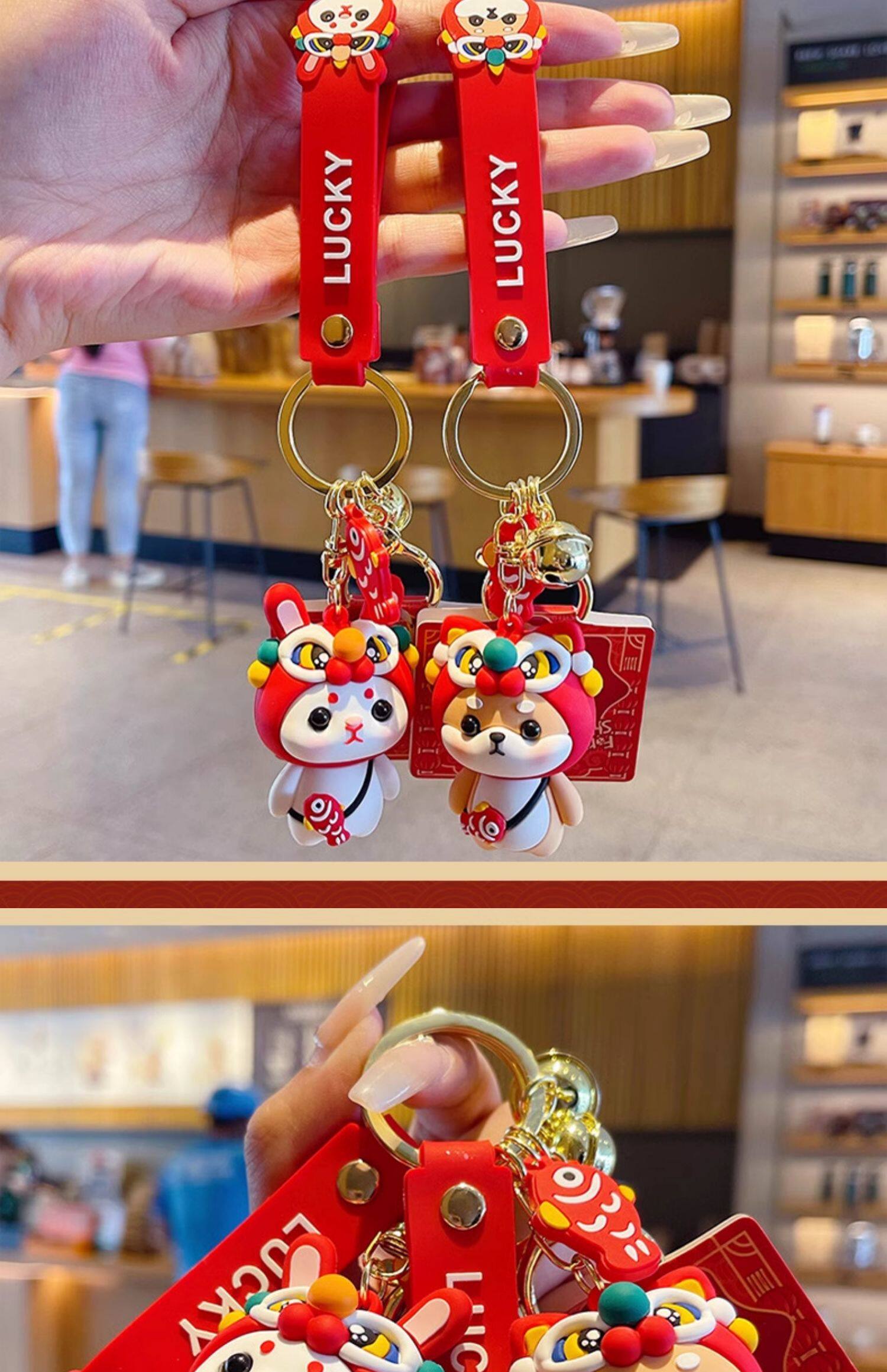 Брелок 十二生肖卡通钥匙扣可爱精致女柴犬公仔钥匙炼男情侣书包挂件饰品 Jifanpaul