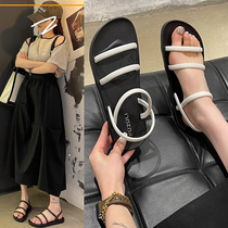 Summer outer sandals for women 2024 new casual Roman slippers versatile thick-soled Internet celebrity beach shoes for pregnant women