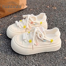 Thick-soled shell-toe white shoes for women 2024 new spring and summer hot style fufu versatile casual canvas shoes