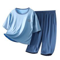 Childrens Home Clothing 2024 Type A Boneless Ecoss Modal Three-quarter Sleeves and Three-quarter Pants Air-conditioned Clothing for Boys and Girls