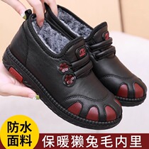 Old Beijing cloth shoes winter womens cotton shoes with velvet to keep warm elderly grandmothers cotton boots casual non-slip middle-aged and elderly mothers shoes