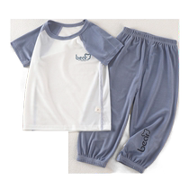 Childrens home clothes suit ice silk boys summer girls short-sleeved boys and girls air-conditioned clothes thin baby pajamas