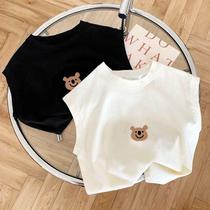 Childrens short-sleeved T-shirt clothes for boys and girls summer baby vest cool tops sleeveless babydoll pajamas