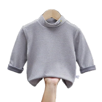 Childrens German velvet bottoming shirt for boys and girls half-high collar long-sleeved striped inner T-shirt small medium and large children long-sleeved outer wear