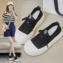 Canvas shoes for women 2024 new summer white shoes breathable thin thick-soled shoes high-end lightweight mesh mesh shoes