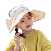 Childrens empty top hat girls summer sun protection sun hat foldable large brim beach hat travel sun hat spring outing trend