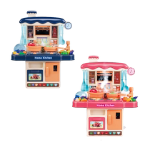 New childrens simulated play house kitchen that produces water spray when cooking with sound light and music kitchen play house toy