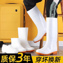 Food hygiene boots white rain boots mens high-top water shoes womens oil-proof anti-slip rain boots wear-resistant and waterproof rubber shoes