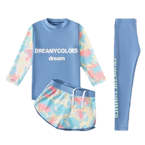 Girls swimsuit summer 2024 split medium and large childrens long-sleeved long pants sun protection swimsuit baby girl conservative swimsuit