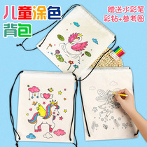 Childrens diy educational graffiti toys kindergarten treasure early education painting canvas tote bag coloring handmade material package 6