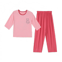 Childrens Modal suit thin long-sleeved pajamas for girls and boys baby short-sleeved summer home clothes ice silk thin