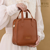 High-looking PU womens bag cream handbag toiletry bag travel large-capacity fashionable waterproof and stain-resistant storage bag