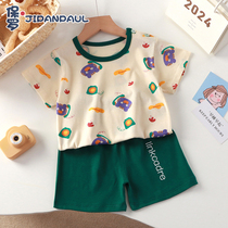 New childrens clothing short-sleeved suit childrens short-sleeved shorts girls summer single-piece boys T-shirt two-piece baby clothes