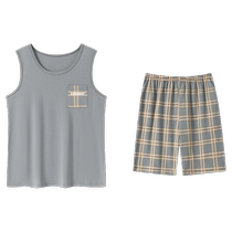 Pajamas for men summer imitation cotton sleeveless vest shorts 2024 new style youth casual wearable home wear set