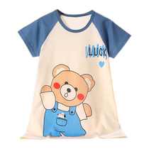 Girls nightgown pure cotton summer new style girls short-sleeved air-conditioned clothes Korean version thin home clothes childrens pajamas nightgown