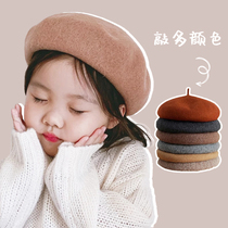 Childrens beret spring and autumn girls octagonal hat pumpkin hat winter baby painter hat trendy little girl woolen hat