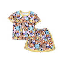 Childrens pajamas for boys and girls summer thin short-sleeved princess and girl suits big childrens summer baby home clothes