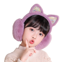 Winter childrens ear muffs to keep girls warm cute children little girls quicksand ear bags winter cat ear ear muffs
