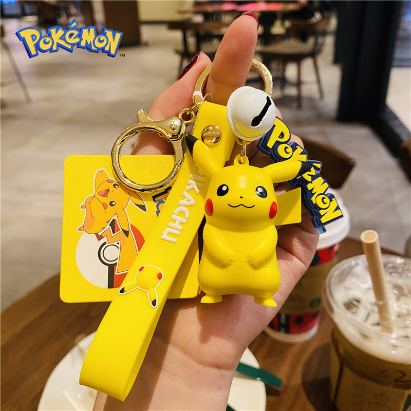 Authentic Pokémon Car Keychain for Men, Psyduck Plush Toy, Pikachu Car Accessory, Exquisite Backpack Pendant Keychain for Women