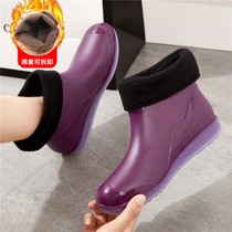 Japanese fashionable rain boots for women in autumn and winter non-slip low-cut water shoes mid-calf rain boots car washing grocery shopping kitchen shoes rubber shoes
